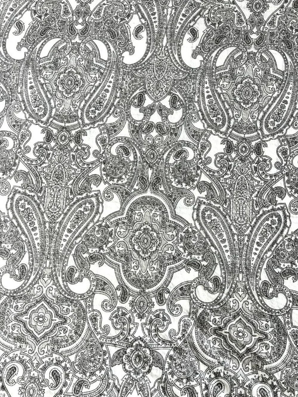 KING Flat Sheet Paisley Print 100% Cotton Gray White Bedding Tablecloth 90